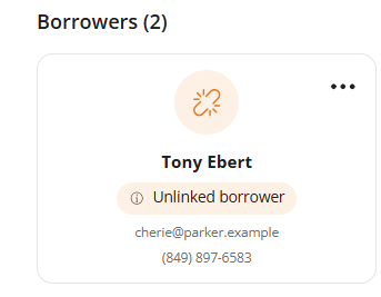 Loan file borrower information with name, email and phone number